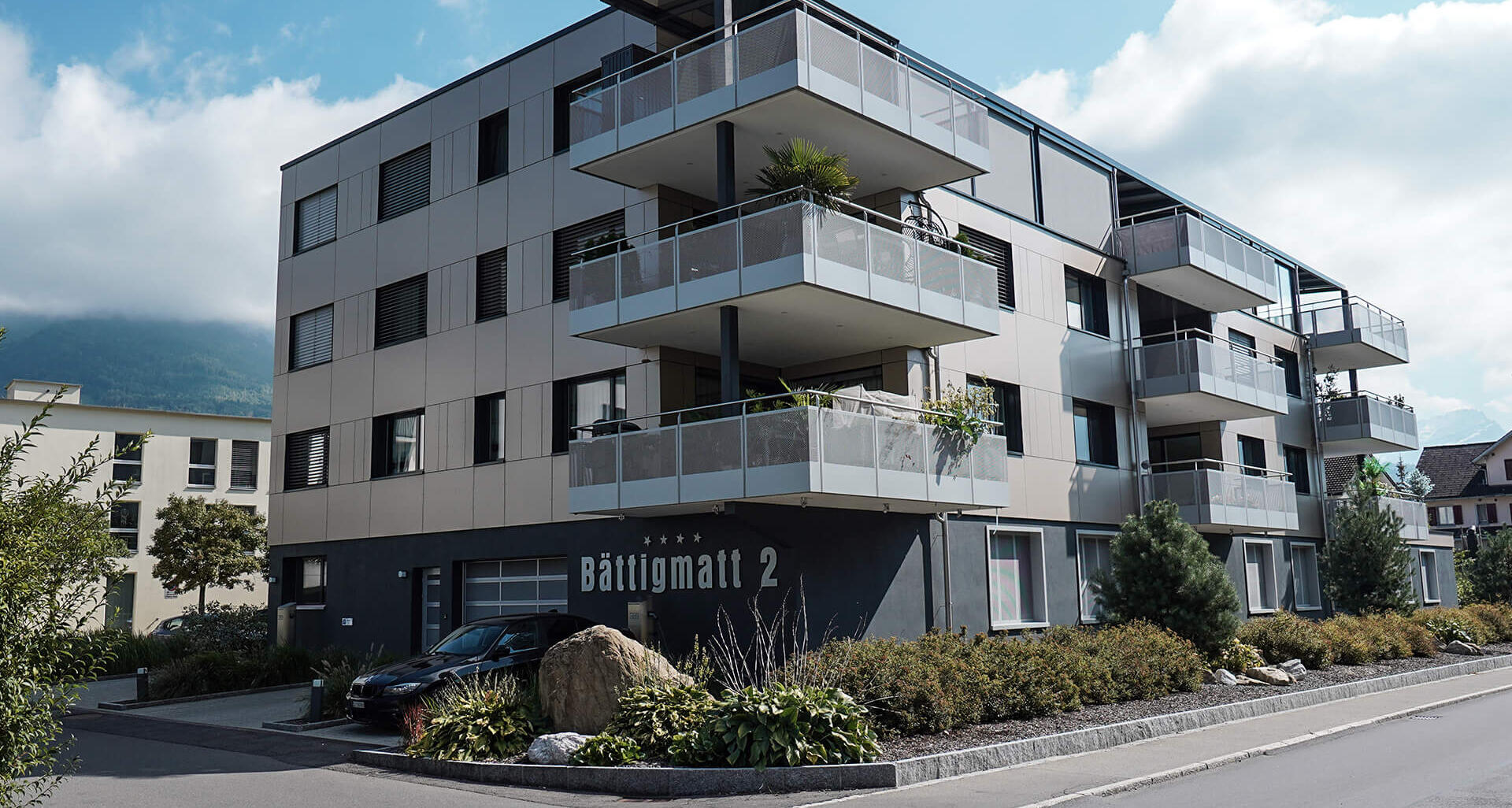 View of Reference «Bättigmatt» | An Apartment Block with Maximum Energy Self-Sufficiency | ecocoach AG